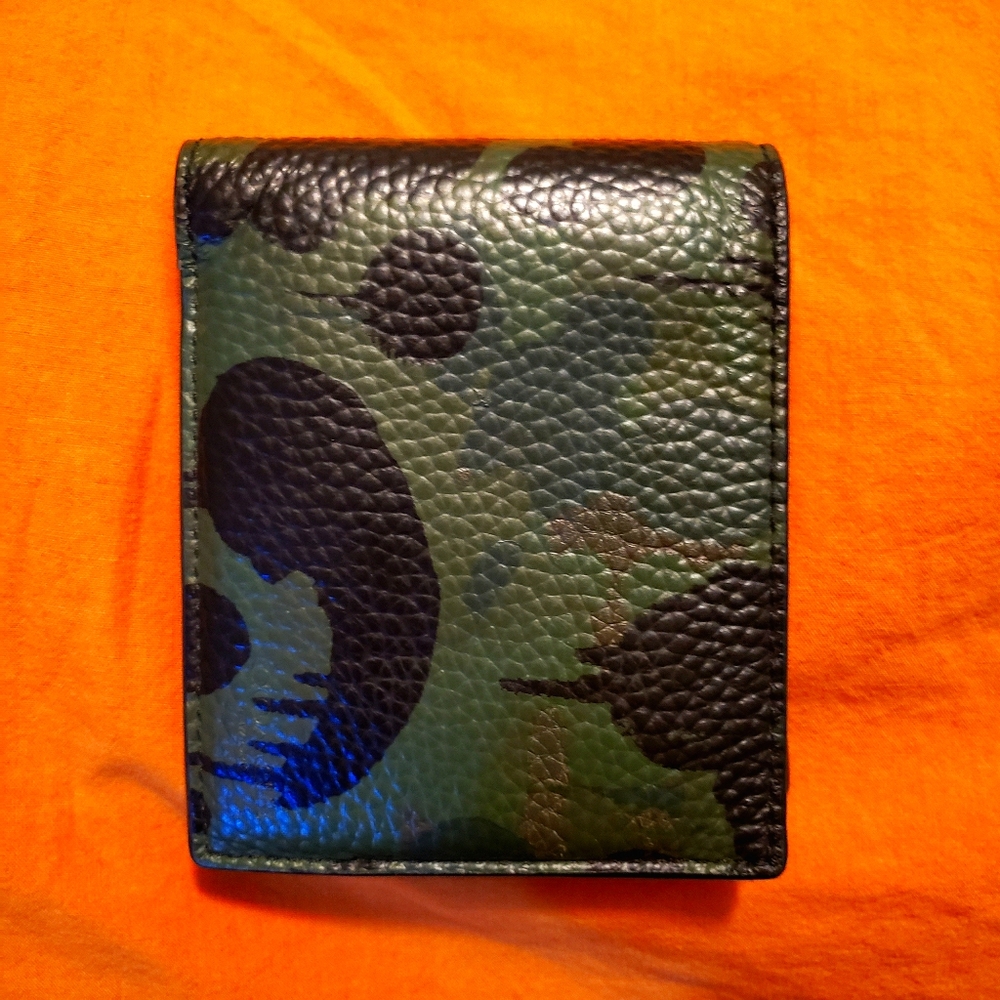 Coach camo faux leather wallet/billfold